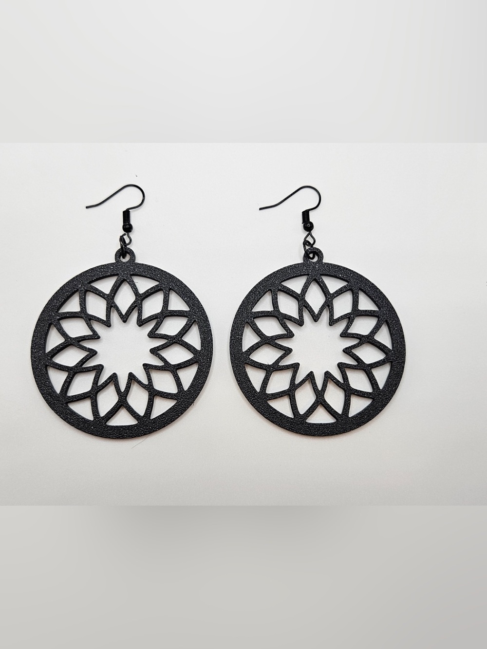 Black Filigree Round Drop Earrings